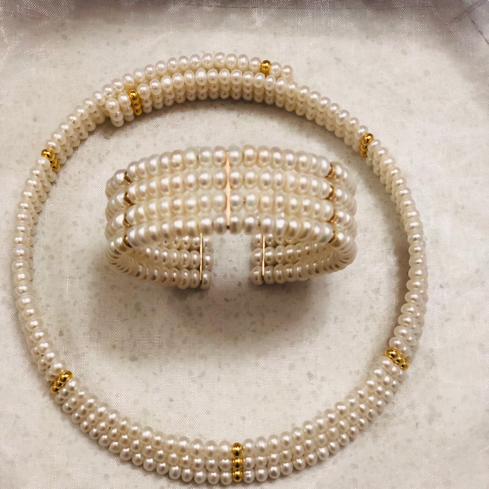 Pearl 14k cuff bracelet